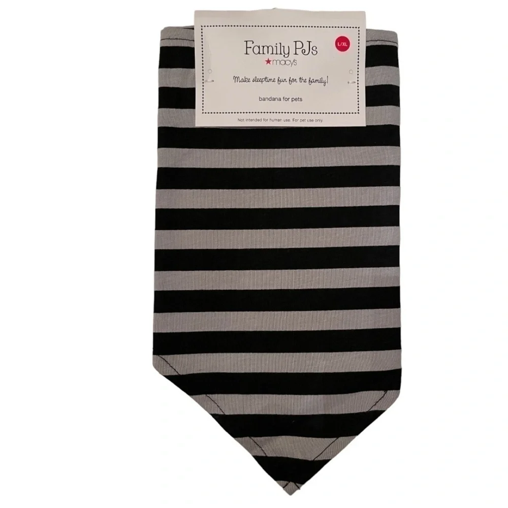 Macy’s Grey & Black Striped Halloween Boo Crew Pet Bandana L/XL